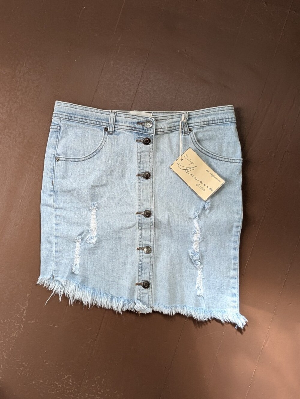 Vintage Havana Distressed Denim Mini Skirt NWT Size M